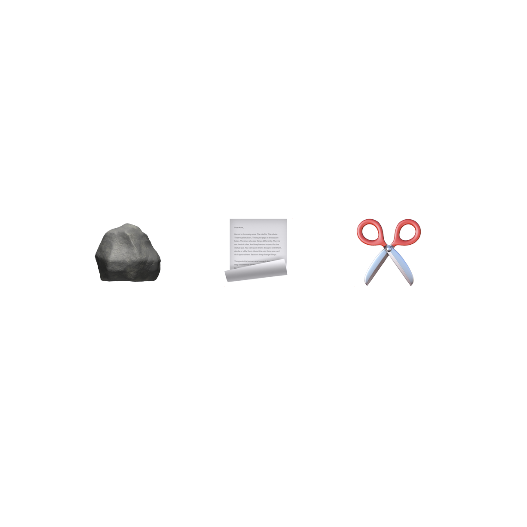 A screenshot of my rock paper scissors game with 3 emojis representing each user selection.